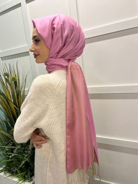 Qoza By İpekevi Double Sided Modal-Silk Single Color Solid Shawl 6848 CANDY PINK