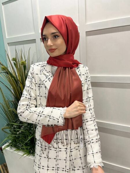 Qoza By İpekevi Double Sided Modal-Silk Single Color Solid Shawl 6848 MOUNTAIN STRAWBERRY