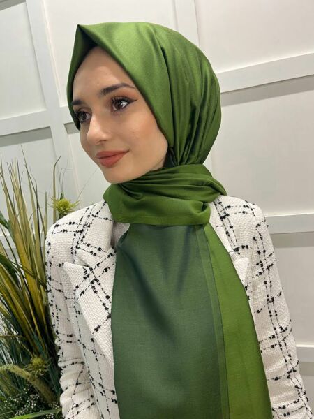 Qoza By İpekevi Double Sided Modal-Silk Single Color Solid Shawl 6848 GREEN