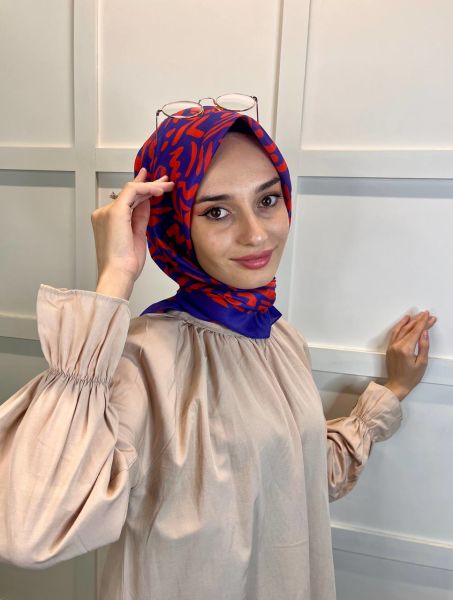 Siyane Scarf Modern Çzgi Desenli, Rahat Kullanım Pamuk Soft Eşarp 00945 LİLA