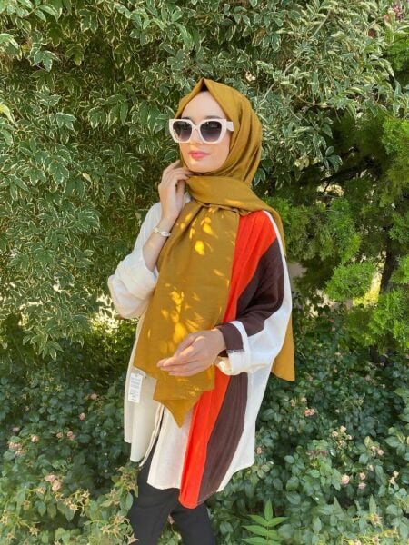 Siyane Scarf Self-Crinkled Fabric Single Color Jazz Shawl 00516 TOBACCO COLOR TOBACCO COLOR
