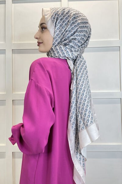 Siyane Scarf Pamuk Soft Şal - Geometrik Desenli Pamuklu Şal 01156 KREM