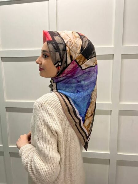Aker Silk Cotton (Cotton) Summer Coolness Patterned Scarf 8026221 POWDER