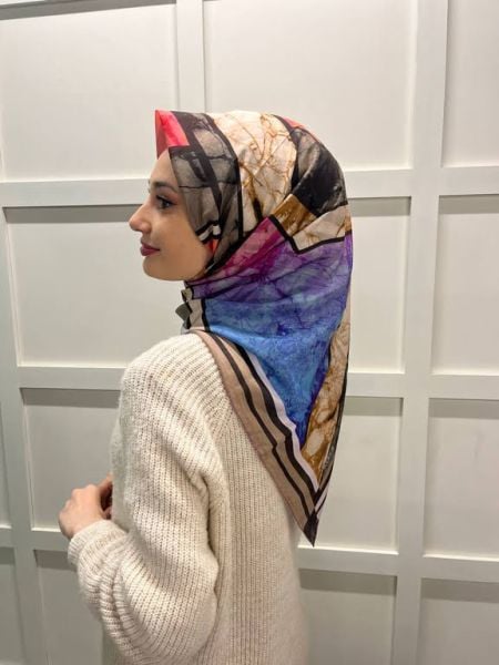 Aker Silk Cotton (Cotton) Summer Coolness Patterned Scarf 8026221 POWDER
