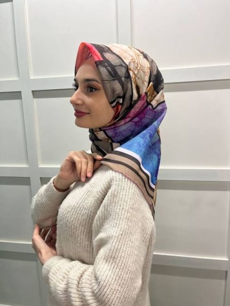 Aker Silk Cotton (Cotton) Summer Coolness Patterned Scarf 8026221 POWDER