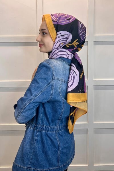 Cotton Shawl - Patterned Thin Seasonal Cotton Soft Shawl 01002 MUSTARD