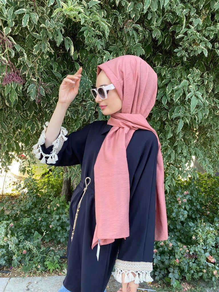 Siyane Scarf Self-Crinkled Fabric Single Color Jazz Shawl 00516 DRIED ROSE