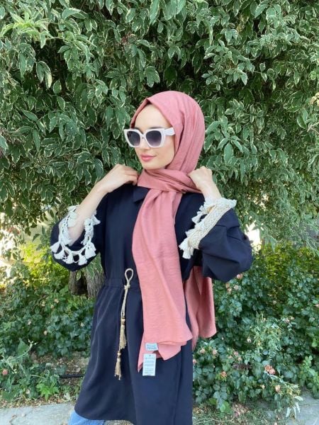 Siyane Scarf Self-Crinkled Fabric Single Color Jazz Shawl 00516 DRIED ROSE