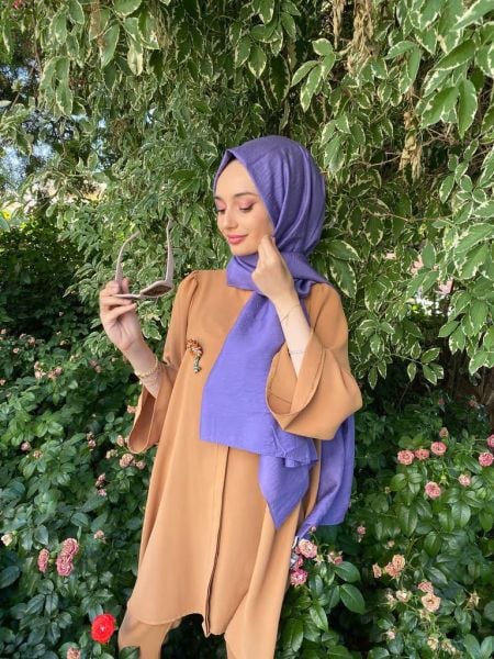 Siyane Scarf Self-Crinkled Fabric Single Color Jazz Shawl 00516 LIGHT PURPLE