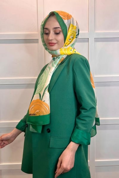 Pamuklu Şal - Desenli İnce Sezonluk Pamuk Soft Şal 01002 BENETTON