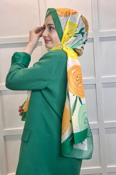 Pamuklu Şal - Desenli İnce Sezonluk Pamuk Soft Şal 01002 BENETTON