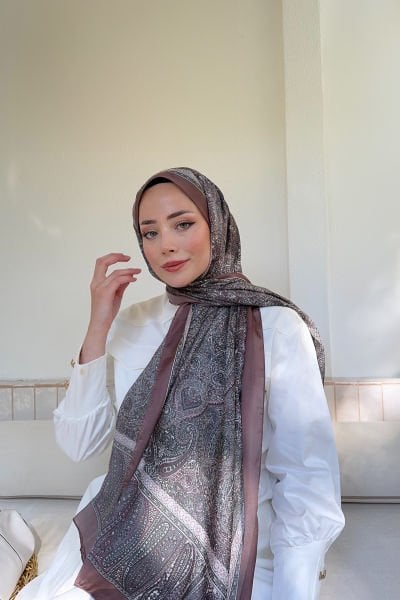 Armanda Retro Desen Etnik Vual Vintage Şal GÜL KURUSU