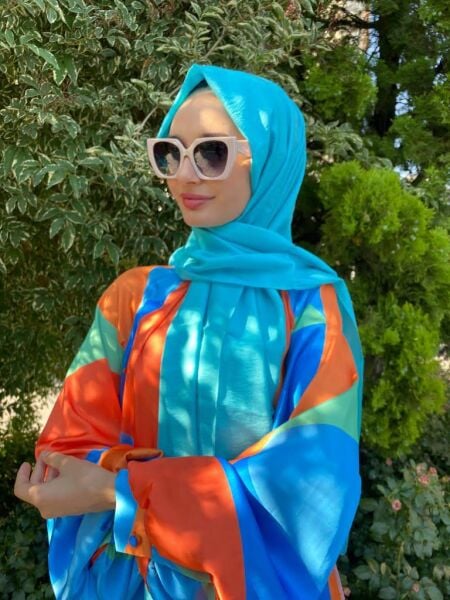 Siyane Scarf Self-Crinkled Fabric Single Color Jazz Shawl 00516 OCEAN
