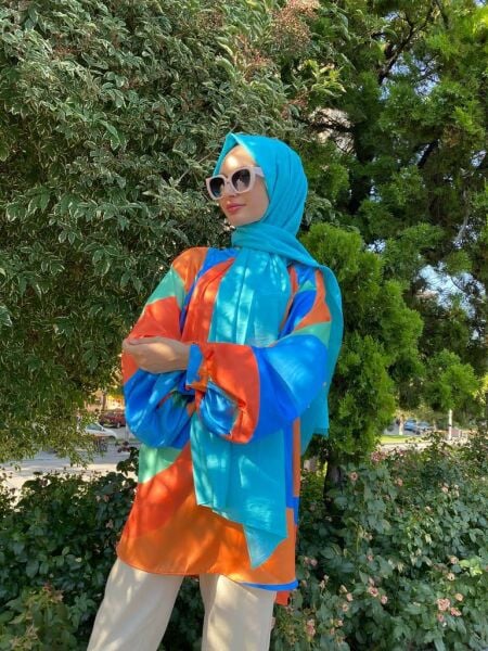 Siyane Scarf Self-Crinkled Fabric Single Color Jazz Shawl 00516 OCEAN