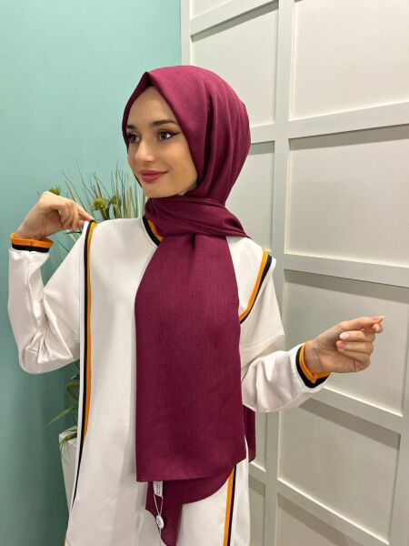 Loyan Scarf Tanya Keten Şal 00689 VİŞNE