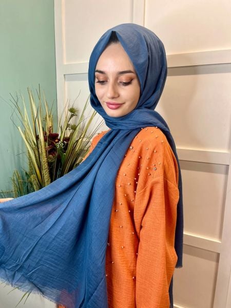 Arwella 100% Cotton Dubai Shawl 00606 DENIM BLUE