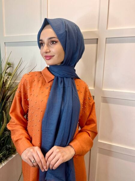 Arwella 100% Cotton Dubai Shawl 00606 DENIM BLUE