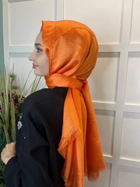 Arwella Lightly Shiny, Short Tassels, 31 Different Colors Evening Dress Shawl 00957 ORANGE