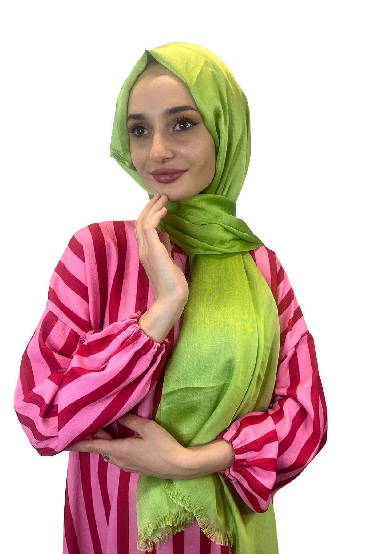Arwella Lightly Shiny, Short Tassels, 31 Different Colors Evening Dress Shawl 00957 PEANUT GREEN