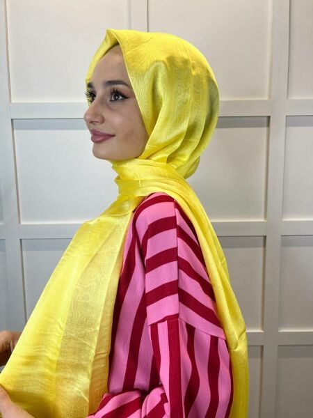 Arwella Lightly Shiny, Short Tasseled, 31 Different Colors Evening Dress Shawl 00957 YELLOW
