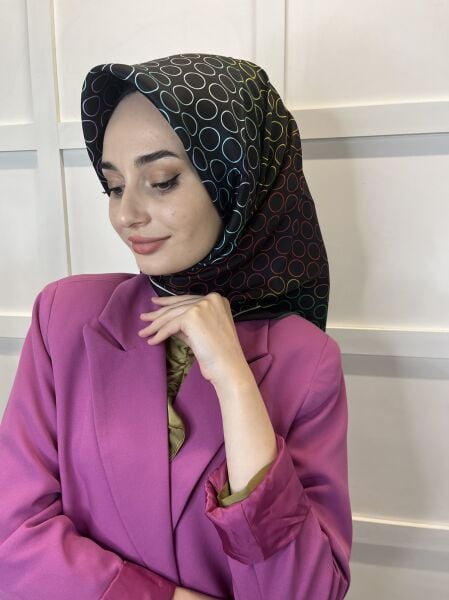 Shecarf Belli Tivil İpek Eşarp Desenli 01043 YEŞİL