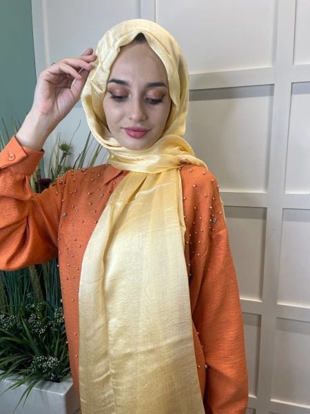 Arwella Lightly Shiny, Short Tasseled, 31 Different Colors Evening Dress Shawl 00957 LIGHT YELLOW
