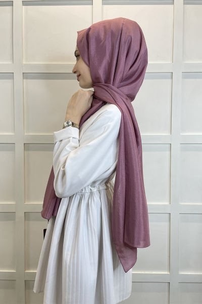 Kroren by Armanda Vual Şal - İpeksi Parlak Şal KR7557 GÜL KURUSU