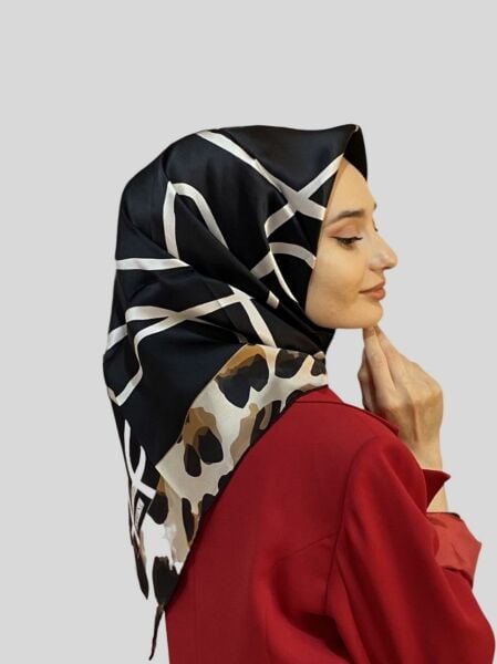 Armine Nostalji Serisi Sura Leopar Desen İpek Eşarp 8653D