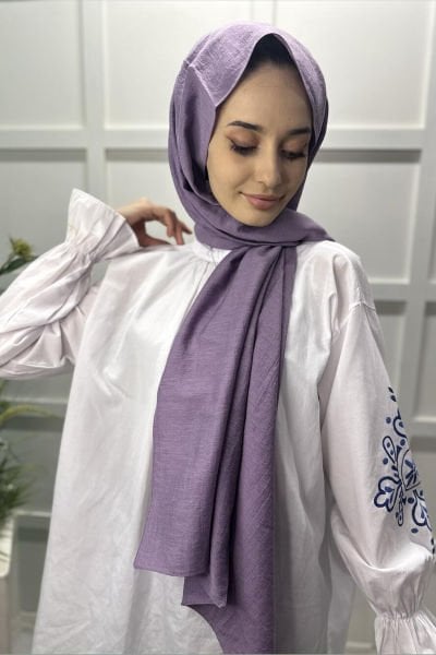 Organik Şal - Pamuk Tek Renk Şal LİLA