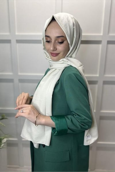 Pamuk Cazz Şal - Kadın Tesettür Şal SU YEŞİLİ