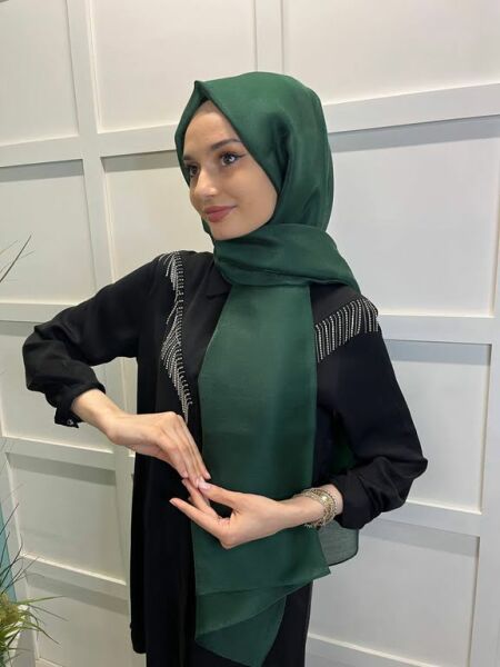 Siyane Scarf Pırlanta Abiye Düğünlük Şal 00790 ZÜMRÜT