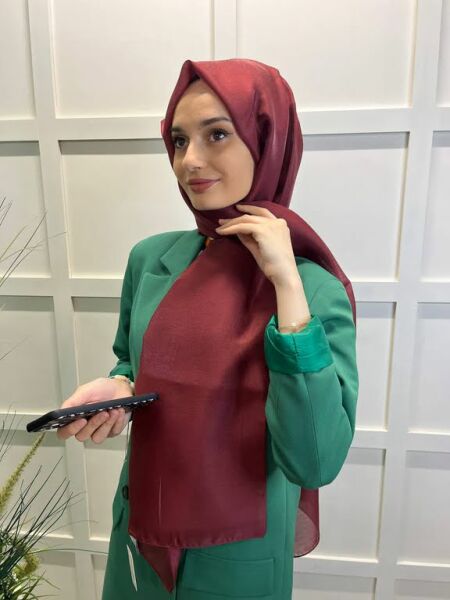 Siyane Scarf Pırlanta Abiye Düğünlük Şal 00790 BORDO