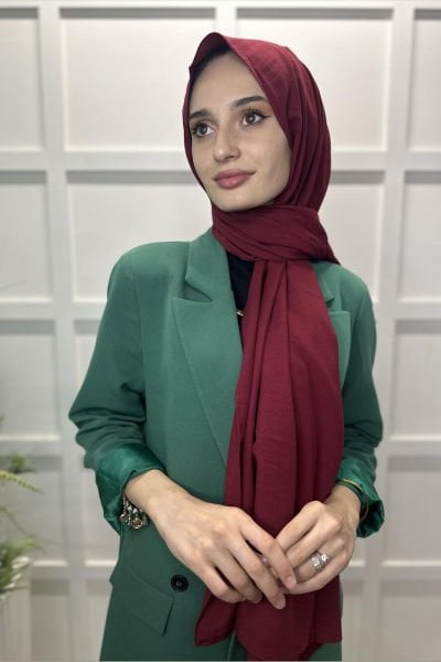 Pamuk Cazz Şal - Kadın Tesettür Şal BORDO