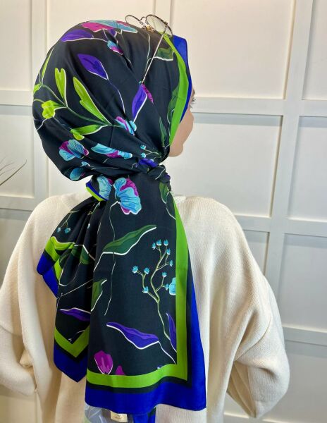Nef Scarf Digital Printing Floral Patterned Special Medina Silk