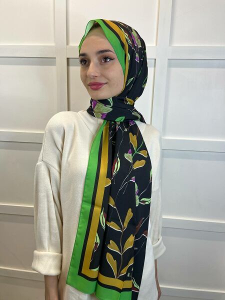 Nef Scarf Dijital Baskı, Çiçek Desenli, Özel Medine İpeği Şal 00851 BENETTON