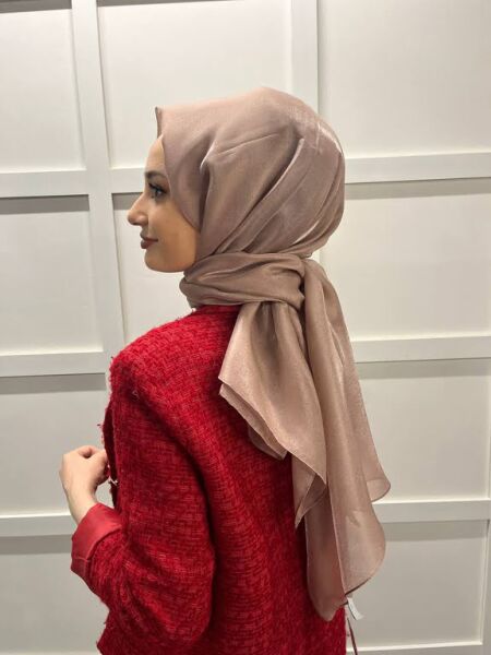 Siyane Scarf Pırlanta Abiye Düğünlük Şal 00790 AÇIK KAHVE