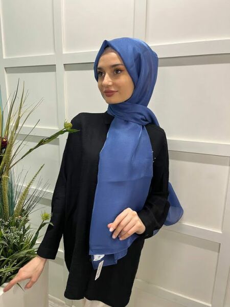 Siyane Scarf Pırlanta Abiye Düğünlük Şal 00790 İNDİGO