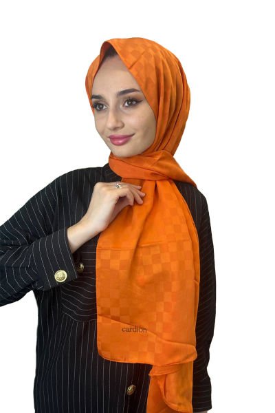 Cardion Capri Kumaş Dama Desenli, Tek Renk Şal 00914 ORANGE