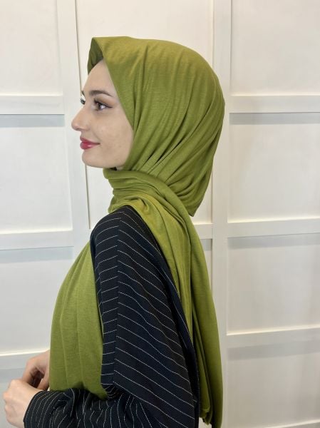 Shecarf Jersey Shawl - Stiched At The Ends - High Quality 00991 Olive Oil Green