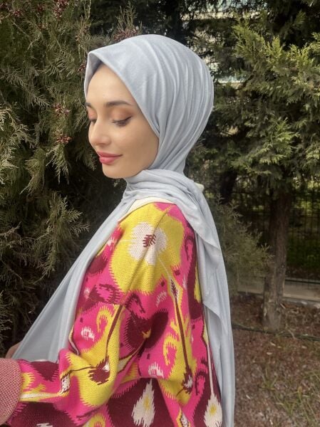 Shecarf Jersey Shawl - Stiched At The Ends - High Quality 00991 Light Silver