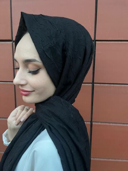 Shecarf, Cotton, Wrinkle-Free Bamboo Scarf Shawl 00958 BLACK