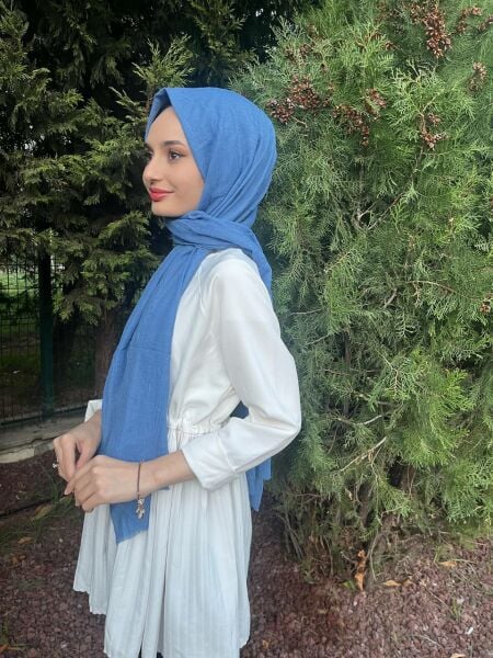 Shecarf, Cotton, Wrinkle-Free Bamboo Scarf Shawl 00958 INDIGO