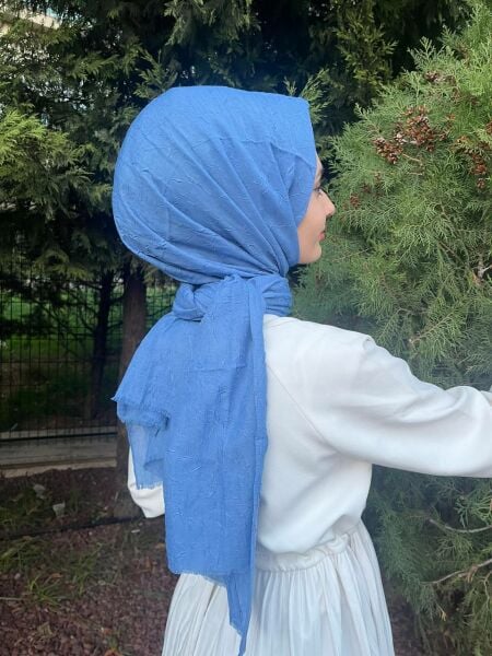 Shecarf, Cotton, Wrinkle-Free Bamboo Scarf Shawl 00958 INDIGO