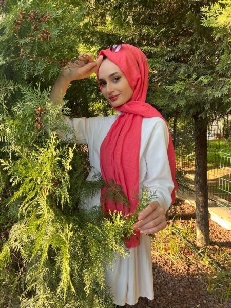 Shecarf, Cotton, Wrinkle-Free Bamboo Scarf Shawl 00958 CANDY PINK