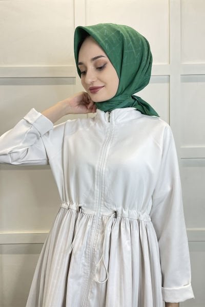 Armanda Monogram Eşarp - Logo Desenli Seher Tek Renk Eşarp AR3106 ZÜMRÜT