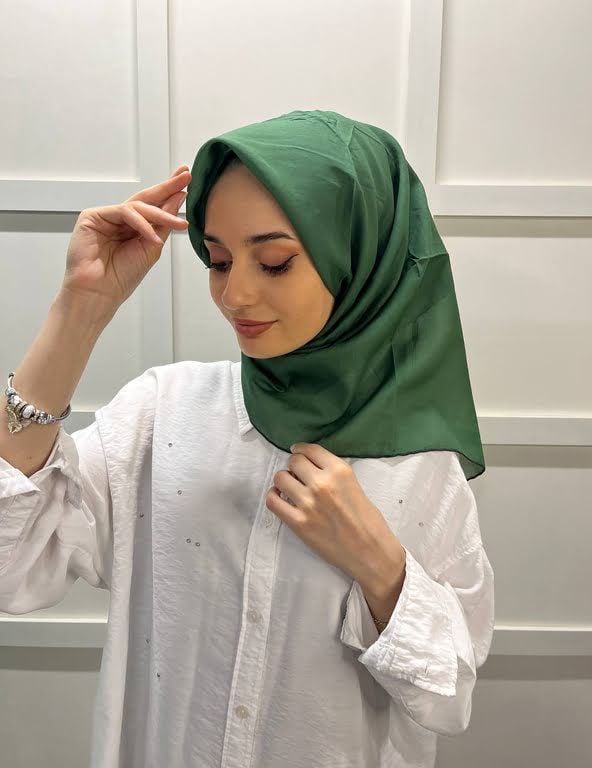 İpekevi Single Color 100% Cotton 100x100cm Scarf 01241 PINE SMELL