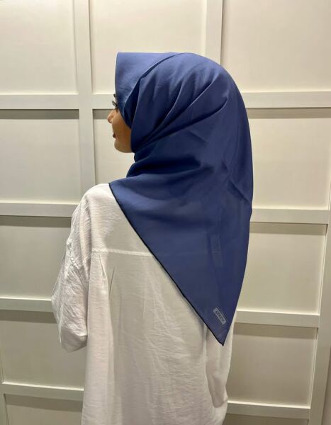 İpekevi Single Color 100% Cotton 100x100cm Scarf 01241 METALLIC BLUE