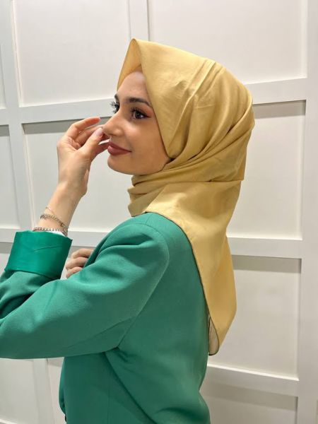 İpekevi Single Color 100% Cotton 100x100cm Scarf 01241 NEW GOLD