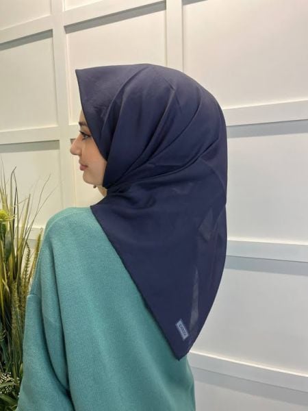 İpekevi Single Color 100% Cotton 100x100cm Scarf 01241 DARK BLUE