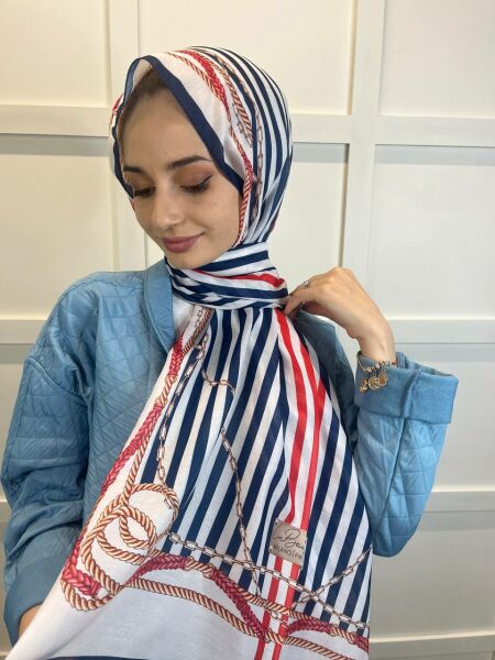 La Boutique New Season Nostalgia Herbal Stripe Pattern Shawl 9982 POMEGRANATE FLOWER